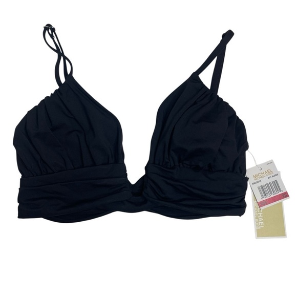 MICHAEL Michael Kors V-Wire Bikini Top Solid Black XS New - Picture 1 of 7
